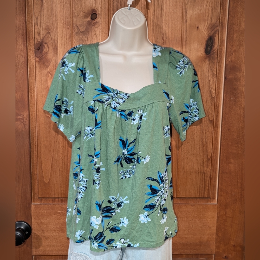 Lucky Brand Green‎ Floral Blouse